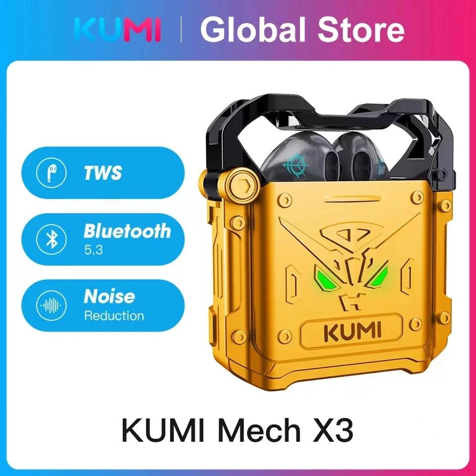 Игровые Bluetooth наушники KUMI Mech X3 TWS, беспроводная гарнитура 5.3, наушники-вкладыши с сенсорным управлением, чехол с беспроводной зарядкой
Игровые Bluetooth наушники KUMI Mech X3 TWS, беспроводная гарнитура 5.3, наушники-вкладыши с сенсорным управлением, чехол с беспроводной зарядкой