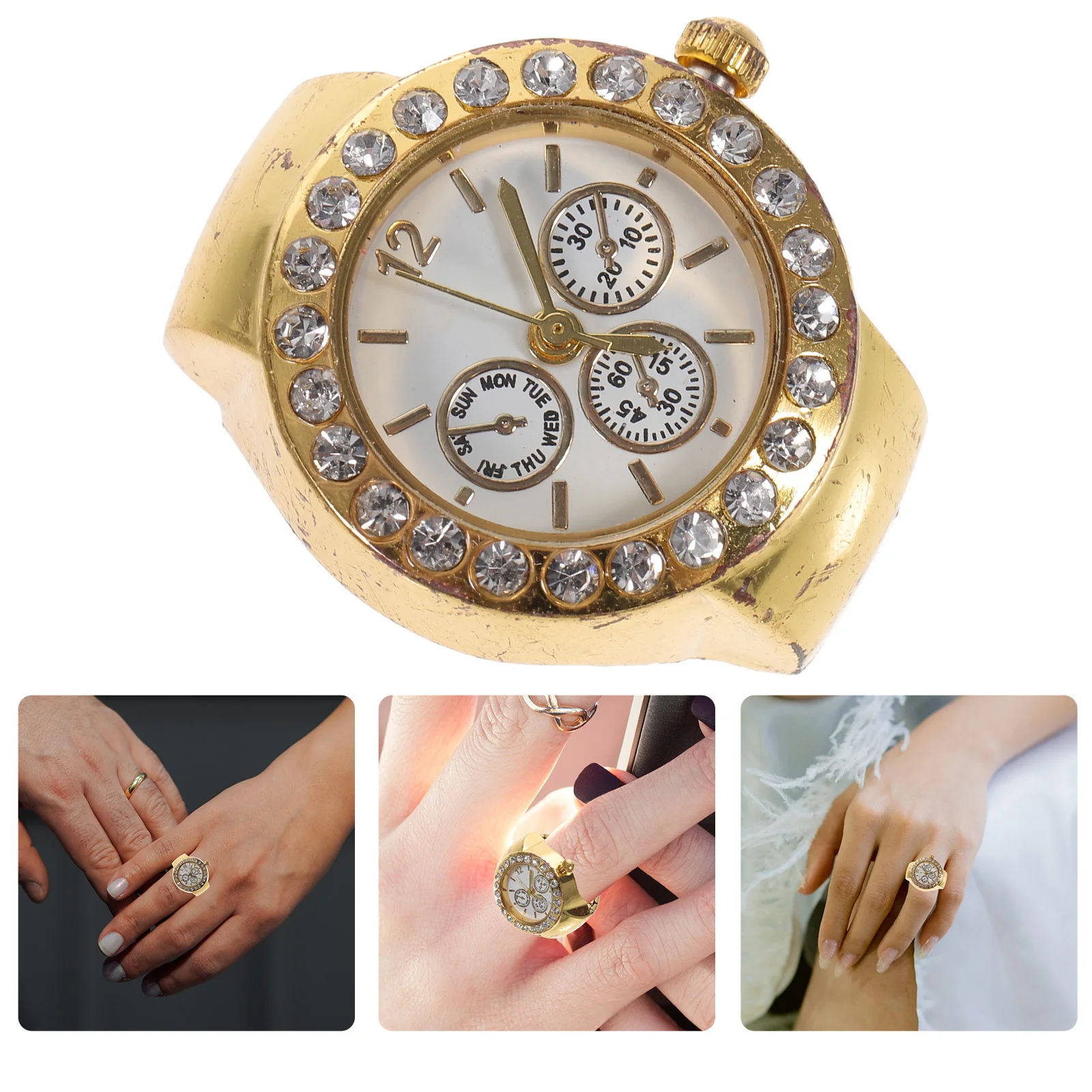 Rhinestone Ring Watch Quartz Finger Ring Watch Elastic Festival Gift For Women Men Casual Party Fashion Accessory Stylish
Rhinestone Ring Watch Quartz Finger Ring Watch Elastic Festival Gift For Women Men Casual Party Fashion Accessory Stylish