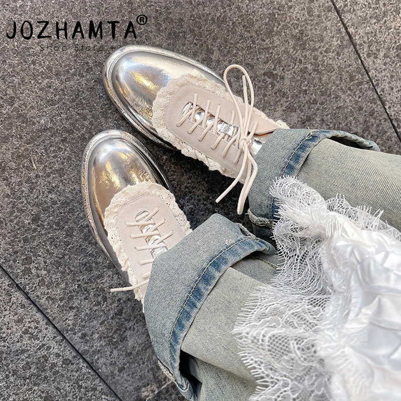 JOZHAMTA Size 33-40 Women Casual Loafers Shoes Real Leather Cute Lace Low Heels Shoes Cross Strap Vintage Office Lady Dress
JOZHAMTA Size 33-40 Women Casual Loafers Shoes Real Leather Cute Lace Low Heels Shoes Cross Strap Vintage Office Lady Dress