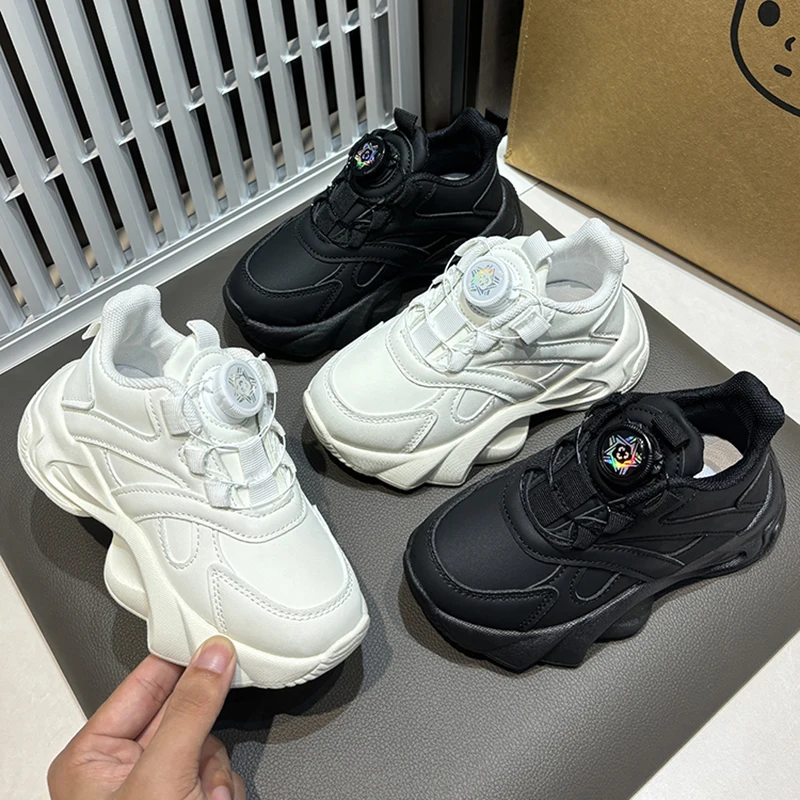 Kids Shoes for Boy Chunky New Girls School White Sneakers Solid Color Black Versatile Children's Basketball Shoes PU Leather
Kids Shoes for Boy Chunky New Girls School White Sneakers Solid Color Black Versatile Children's Basketball Shoes PU Leather