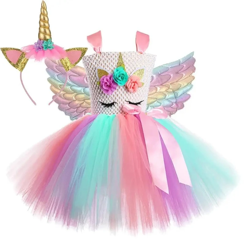Pastel Flower Unicorn Dresses for Girls Birthday Party Outfit with Wings Horns Hairbow for Kids Christmas Halloween Costumes
Pastel Flower Unicorn Dresses for Girls Birthday Party Outfit with Wings Horns Hairbow for Kids Christmas Halloween Costumes