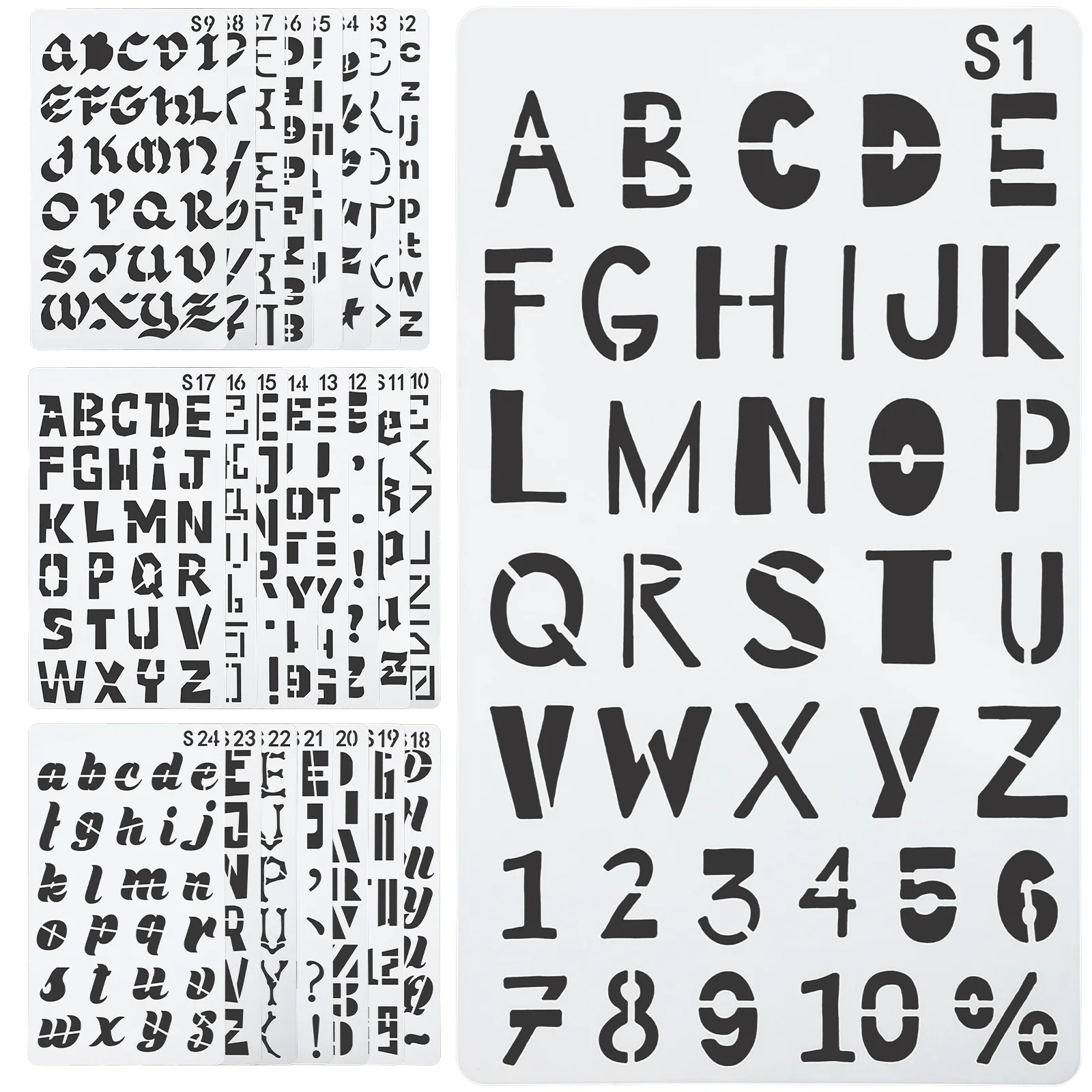 24 Sheets DIY Letter Stencil Set English Alphabet Painting Templates for Wood Wall Canvas Fabric Metal Rock Craft Art Creative
24 Sheets DIY Letter Stencil Set English Alphabet Painting Templates for Wood Wall Canvas Fabric Metal Rock Craft Art Creative