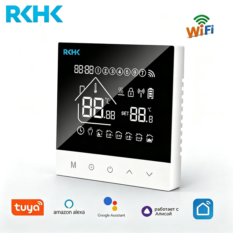 RKHK Smart Home Heating Temperature Tuya WiFi Voice Control Electric Floor Water Gas Boiler Temperature Regulator
RKHK Smart Home Heating Temperature Tuya WiFi Voice Control Electric Floor Water Gas Boiler Temperature Regulator
