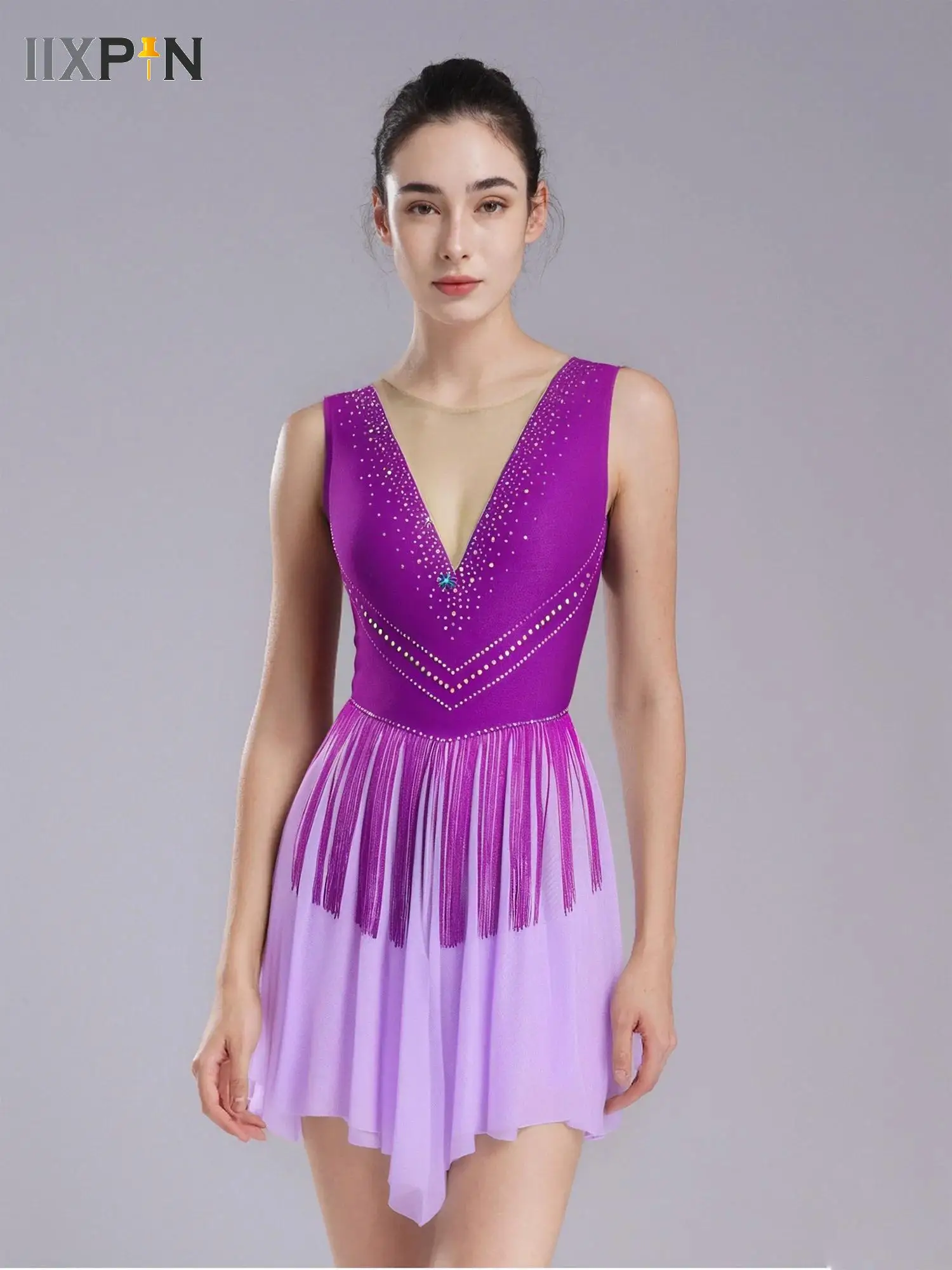 Womens Ballet Leotard Dress for Lyrical Jazz Latin Dance Costume Rhinestones Tassel Gymnastics Dress Skirt Stage Dancewear
Womens Ballet Leotard Dress for Lyrical Jazz Latin Dance Costume Rhinestones Tassel Gymnastics Dress Skirt Stage Dancewear