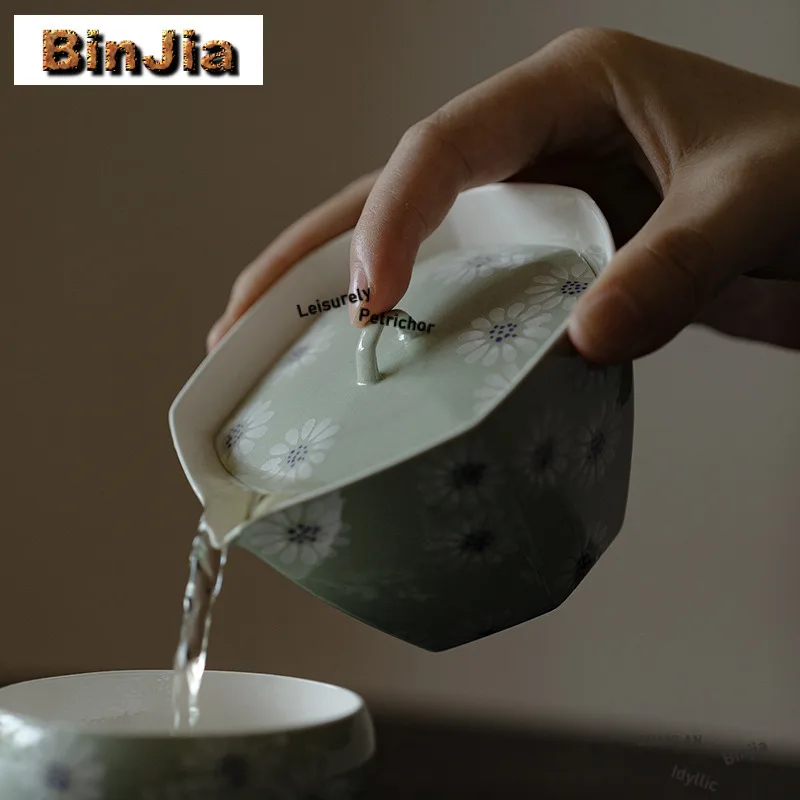 180 мл ручная роспись белая новая ваза с хризантемой чайник традиционный чайник для заварки чая чайник с фильтром для чайного ремесла