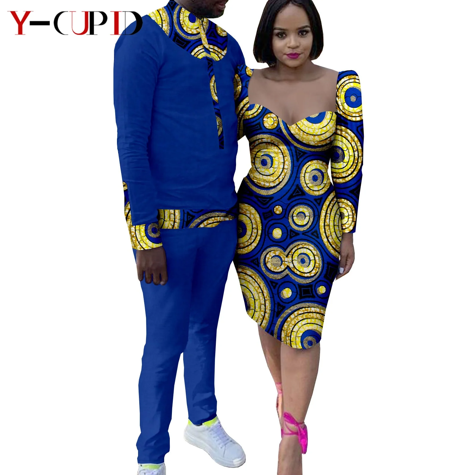 African Clothes for Couples Dashiki Sexy Women Ankara Print Lace Yarn Dresses Matching Men Outfit Shirts and Pants Sets Y22C010
African Clothes for Couples Dashiki Sexy Women Ankara Print Lace Yarn Dresses Matching Men Outfit Shirts and Pants Sets Y22C010