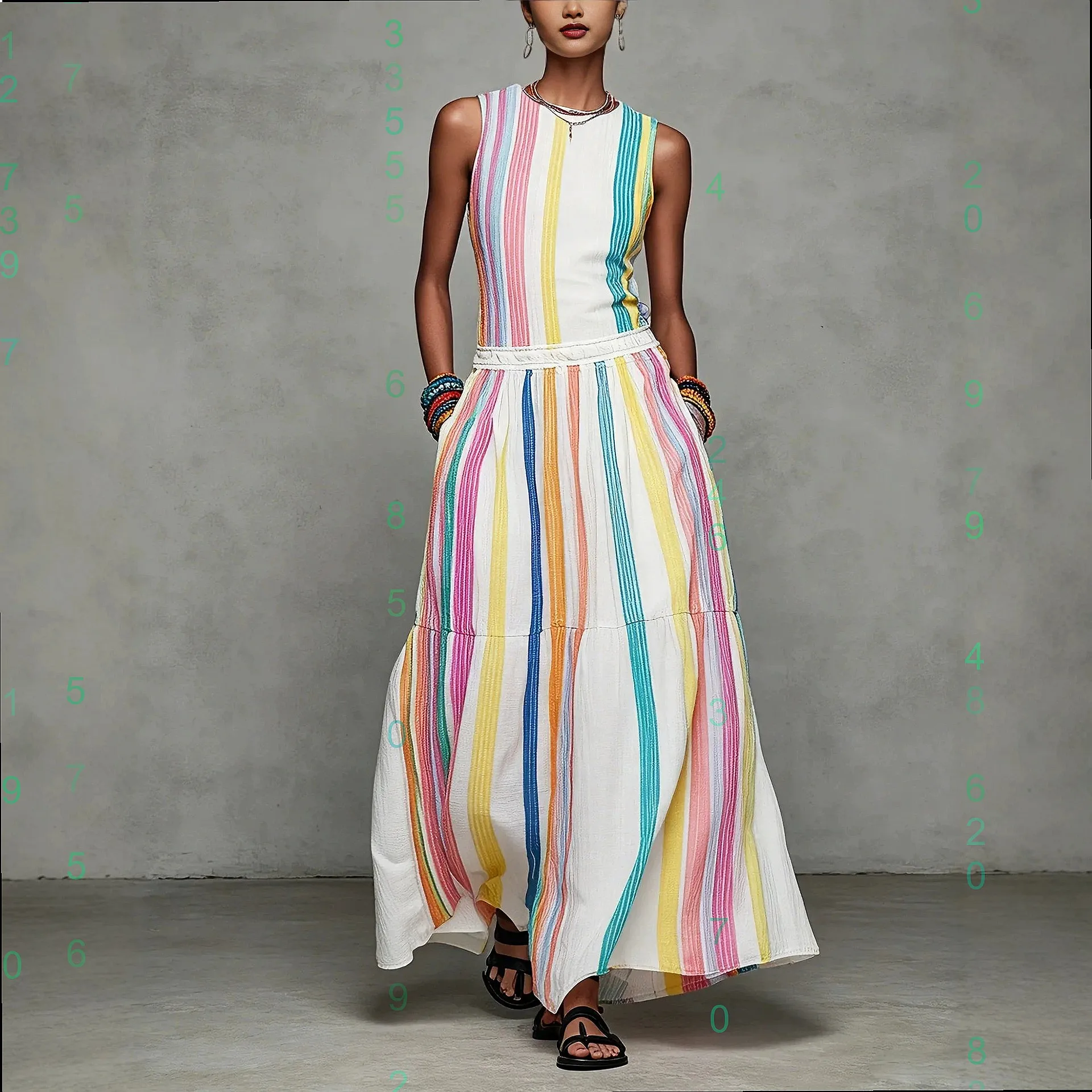 Women Casual Colorful Woven Sleeveless Round Neck Long Dress Summer Spring Maxi Dresses
Women Casual Colorful Woven Sleeveless Round Neck Long Dress Summer Spring Maxi Dresses