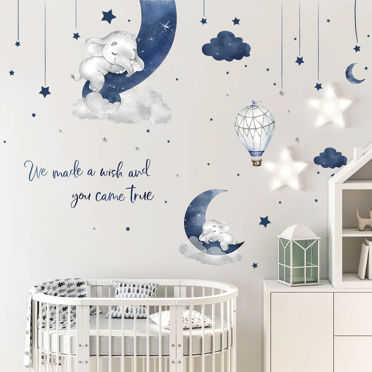 Ins Aesthetic Sleeping Baby Elephant Wall Decals Self Adhesive Waterproof for Children Bedroom Moon Night Sky Decor
Ins Aesthetic Sleeping Baby Elephant Wall Decals Self Adhesive Waterproof for Children Bedroom Moon Night Sky Decor