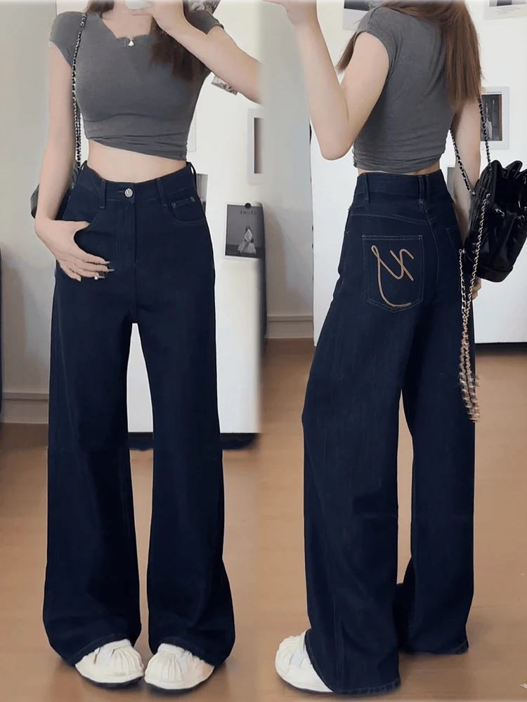 Retro American Blue Embroidered Flared Jeans Women's Summer Thin High Waist Straight Leg Wide Leg Pants Ladies Denim
Retro American Blue Embroidered Flared Jeans Women's Summer Thin High Waist Straight Leg Wide Leg Pants Ladies Denim