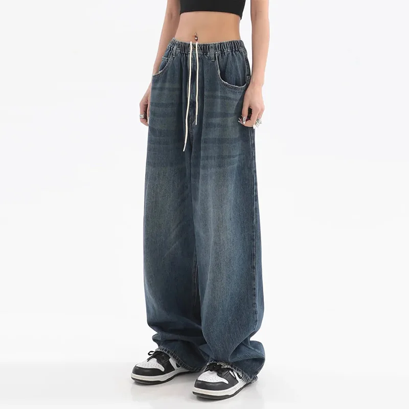 American Style Vintage Baggy Jeans Women Elastic Waist Trousers Women's Wide Leg Streetwear Straight Basic Daily Denim Y2k Pants
American Style Vintage Baggy Jeans Women Elastic Waist Trousers Women's Wide Leg Streetwear Straight Basic Daily Denim Y2k Pants