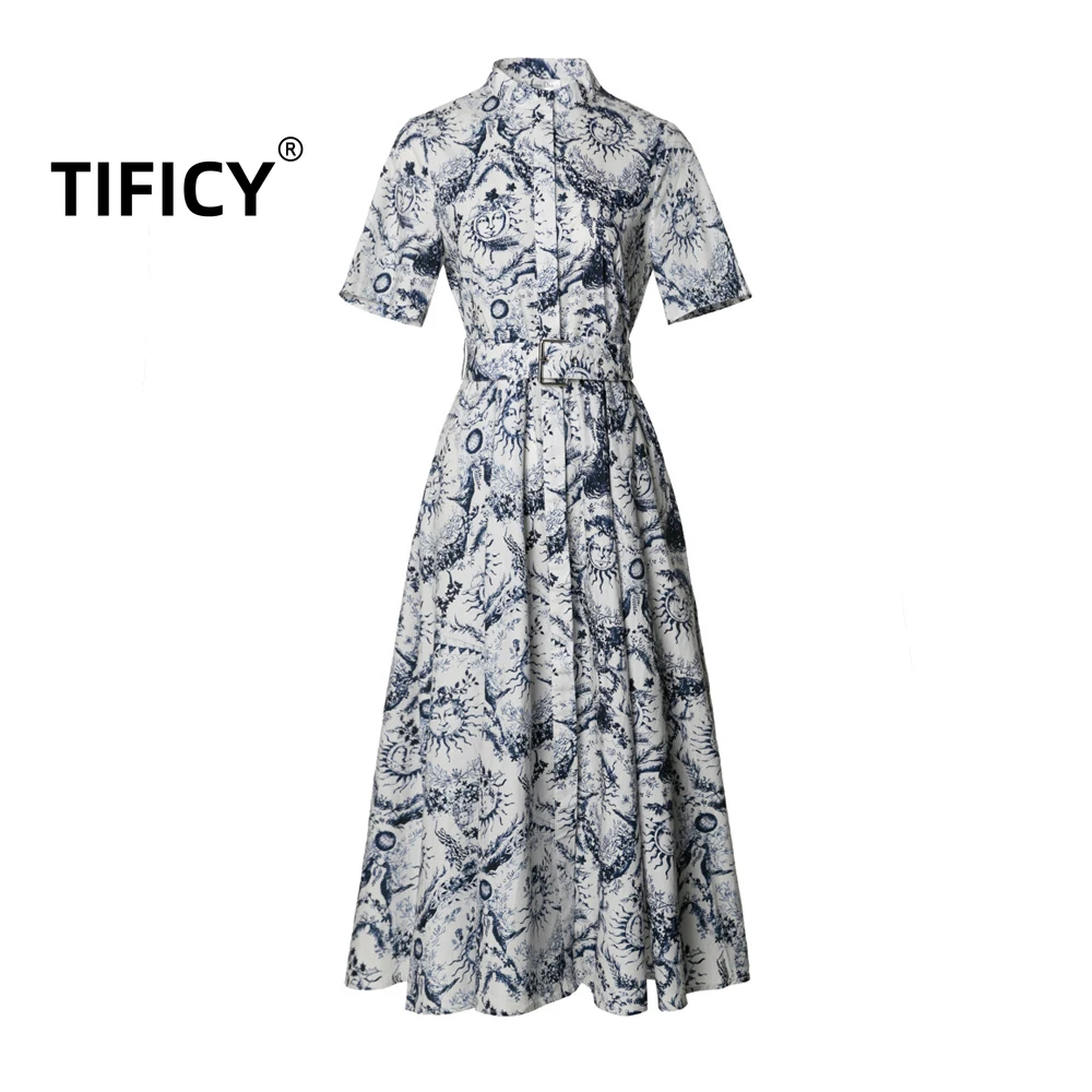 Summer New Women's Fashionable and Versatile All Cotton Direct Spray Sun Print Bee Embroidery Large Swing Party Dress Vestidos
Summer New Women's Fashionable and Versatile All Cotton Direct Spray Sun Print Bee Embroidery Large Swing Party Dress Vestidos