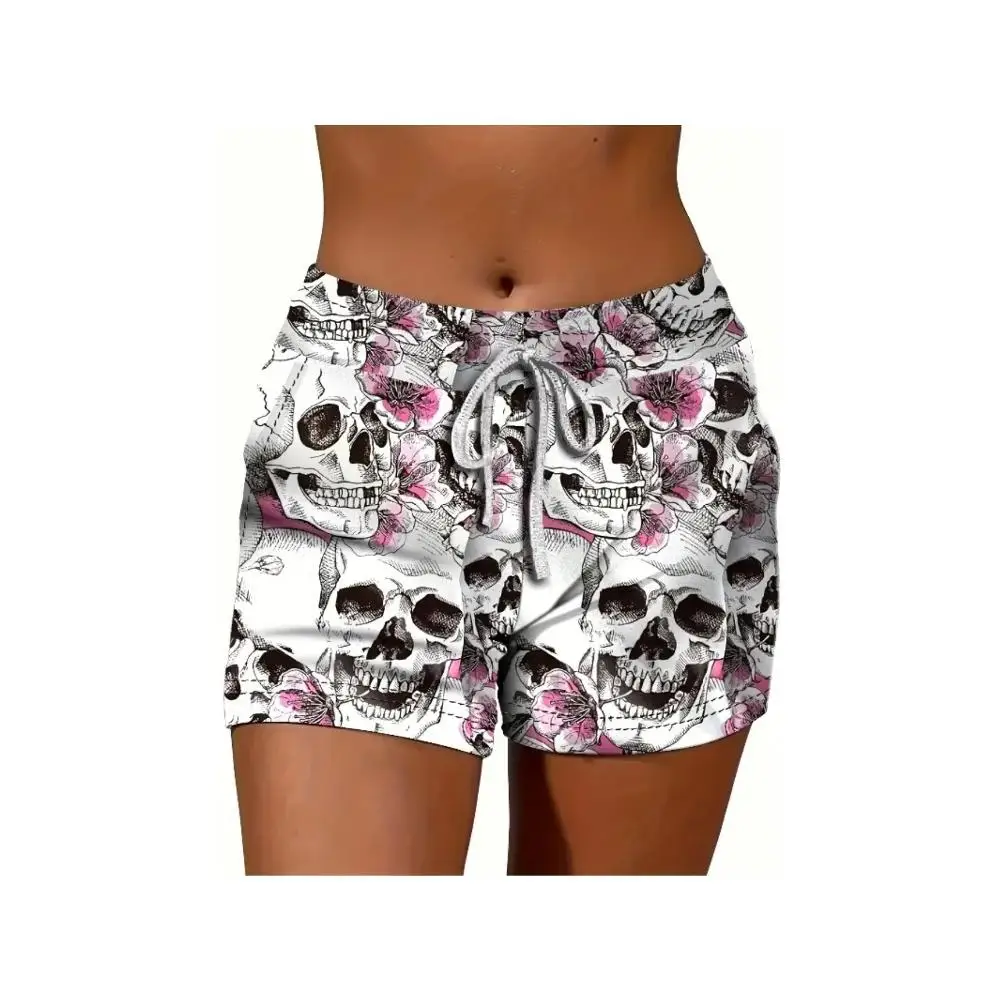 Women's High Stretch Skull Floral Shorts, Breathable Drawstring Summer Beach Pants
Women's High Stretch Skull Floral Shorts, Breathable Drawstring Summer Beach Pants