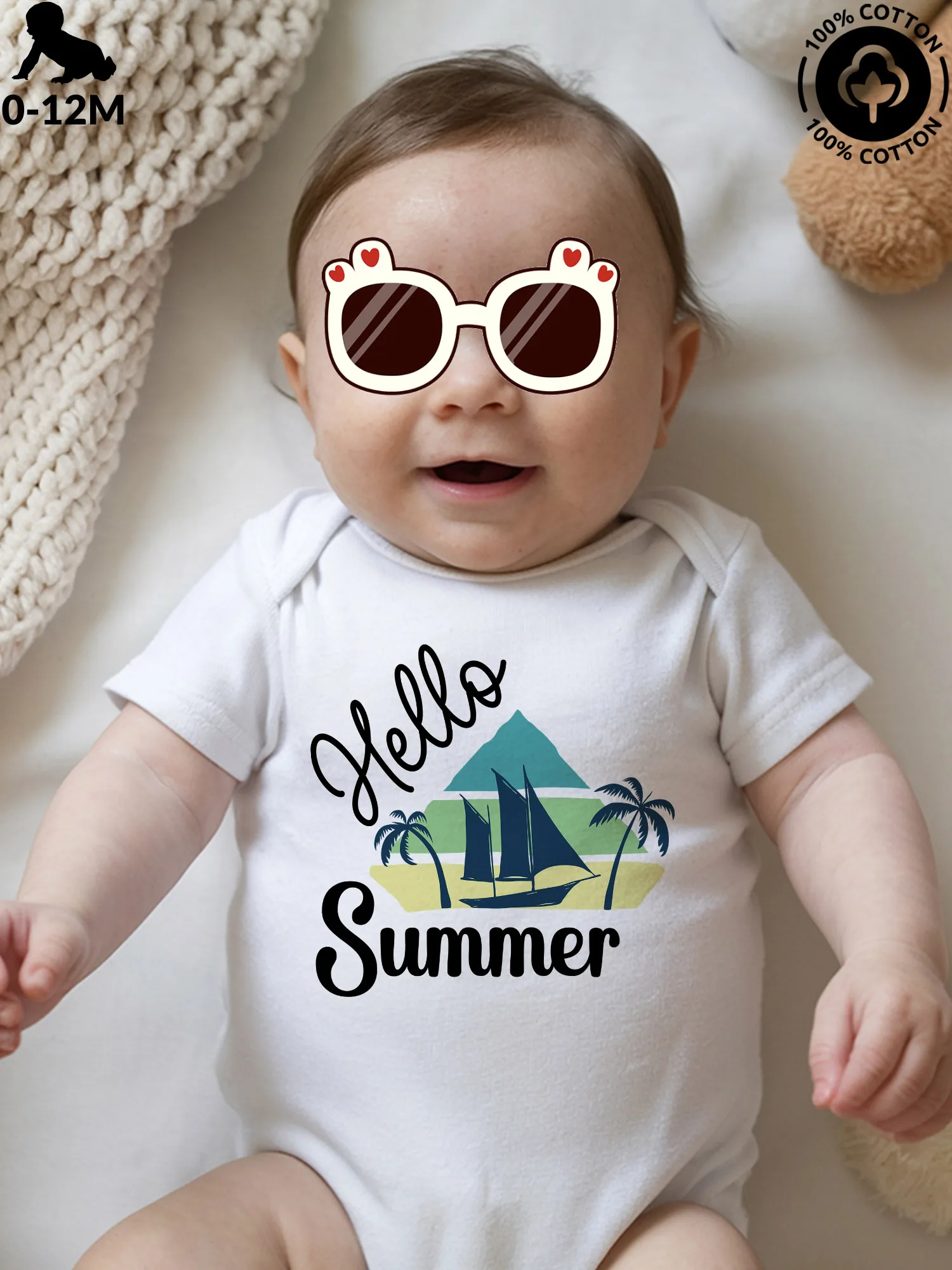 Hello Summer Unisex Baby Crawling Suit, Pure Cotton Soft Onesie, All-Season Wear White Bodysuit 190GSM
Hello Summer Unisex Baby Crawling Suit, Pure Cotton Soft Onesie, All-Season Wear White Bodysuit 190GSM