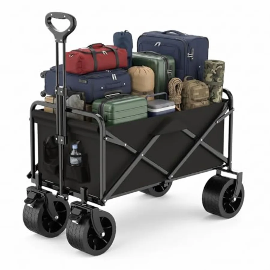 Beach wagon for camping, garden, grocery, sports; heavy duty collapsible 300L utility cart with all terrain wheels, black; fold
Beach wagon for camping, garden, grocery, sports; heavy duty collapsible 300L utility cart with all terrain wheels, black; fold