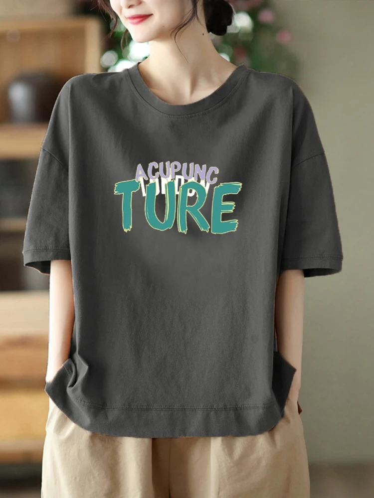 100% Pure Cotton Short Sleeve T-Shirt Summer New Loose Versatile Letter Print Grey Large Size Women's Top Korean Style round ...
100% Pure Cotton Short Sleeve T-Shirt Summer New Loose Versatile Letter Print Grey Large Size Women's Top Korean Style round ...