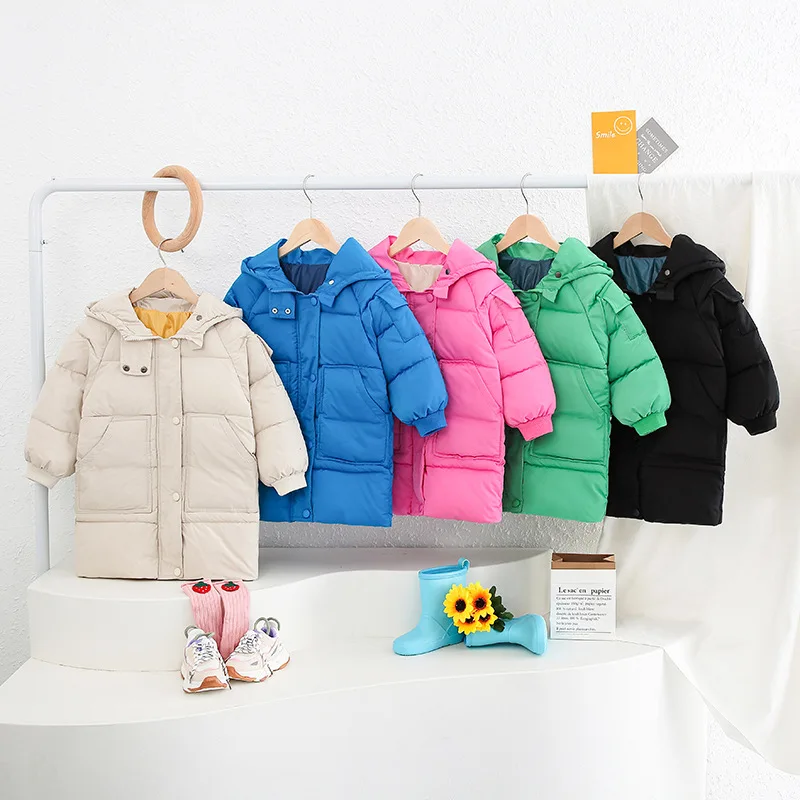 Winter children's hooded down cotton jacket, girls' Korean version, medium to long cotton jacket, medium to large children's win
Winter children's hooded down cotton jacket, girls' Korean version, medium to long cotton jacket, medium to large children's win