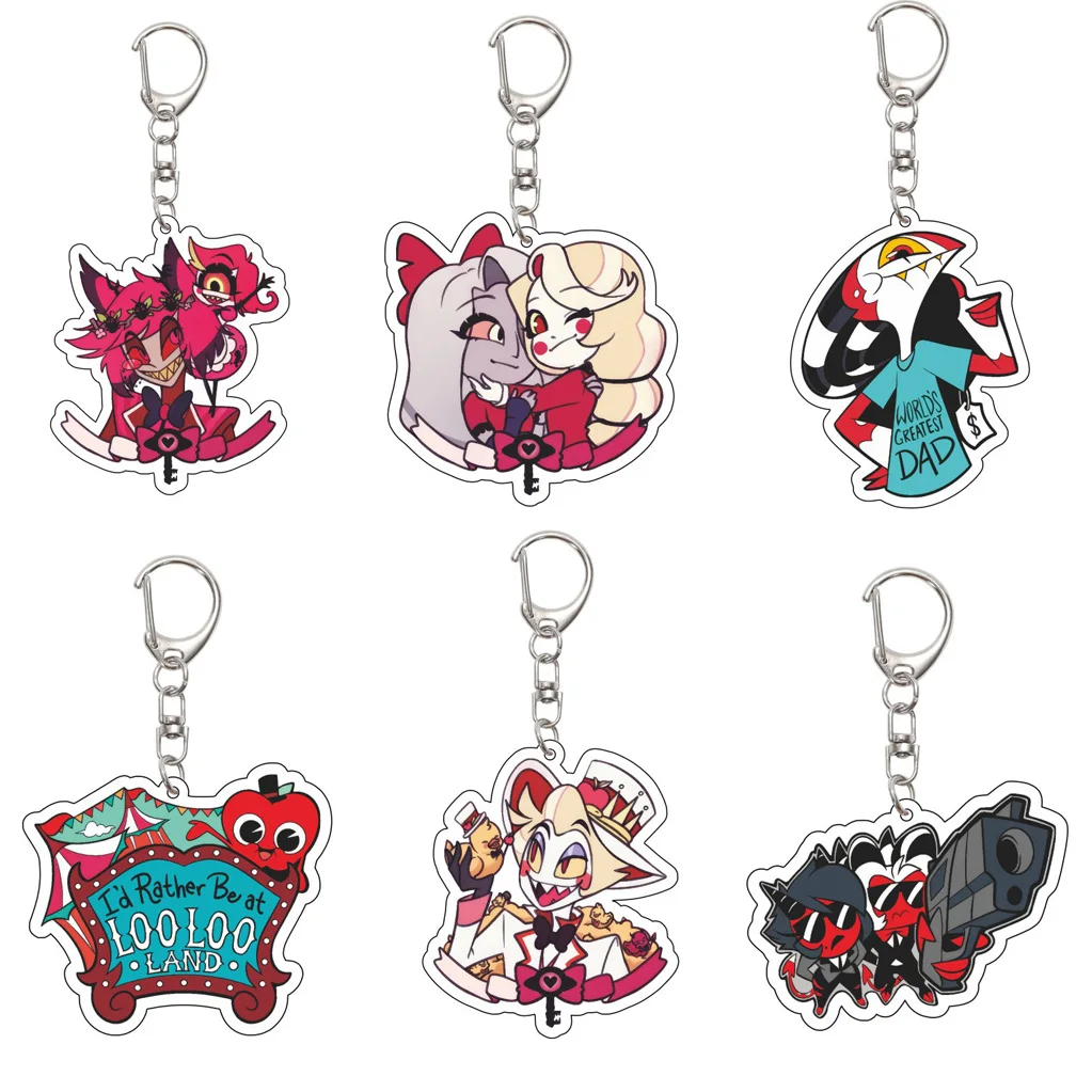 55MM Anime Hazbin Hotel Keychain Charlotte Morningstar Alastor Lucifer•Morningstar Vaggie Angle Dust Key Chain Christmas Gifts
55MM Anime Hazbin Hotel Keychain Charlotte Morningstar Alastor Lucifer•Morningstar Vaggie Angle Dust Key Chain Christmas Gifts
