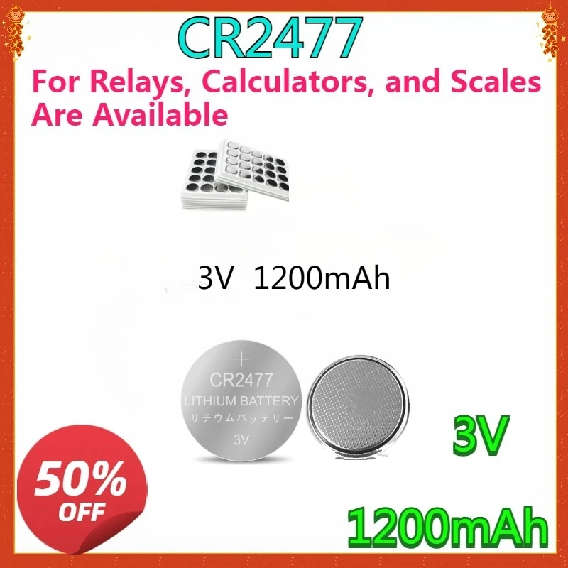 For Relays, Calculators, and Scales Are Available NEW High-quality Button Battery, Button Battery, Electronic, CR2477 3V
For Relays, Calculators, and Scales Are Available NEW High-quality Button Battery, Button Battery, Electronic, CR2477 3V