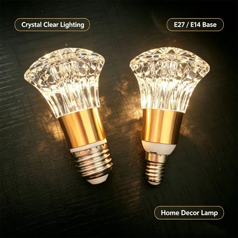 Luxury Crystal LED Candle Bulb E14 E27, Diamond Surface Clear Decorative Light Bulbs, Vintage Chandelier Replacement Candle Lamp
Luxury Crystal LED Candle Bulb E14 E27, Diamond Surface Clear Decorative Light Bulbs, Vintage Chandelier Replacement Candle Lamp