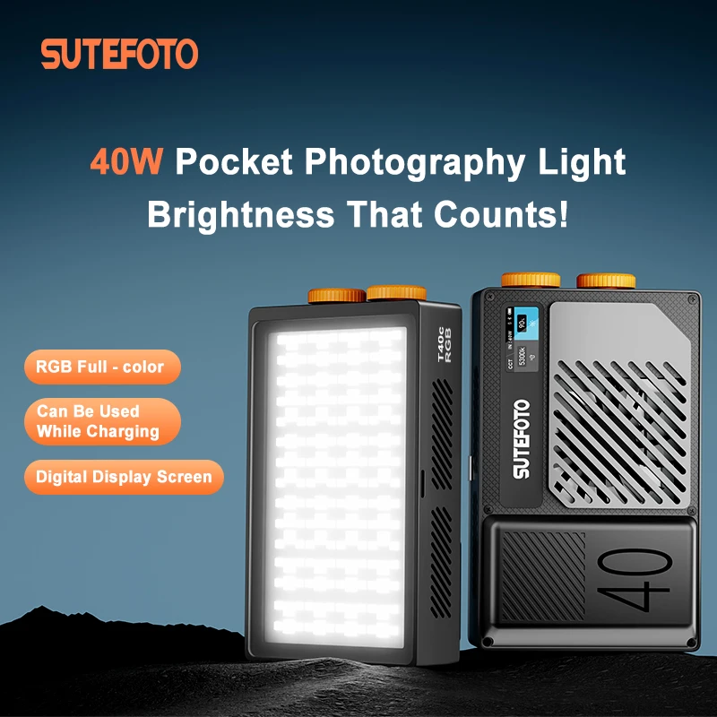 Sutefoto T40Bi/RGB Video Light Full Color Panel Light 5000mAh Dimmable 2800-10000K CRI 96+ Photo Studio Lamp Livestream
Sutefoto T40Bi/RGB Video Light Full Color Panel Light 5000mAh Dimmable 2800-10000K CRI 96+ Photo Studio Lamp Livestream