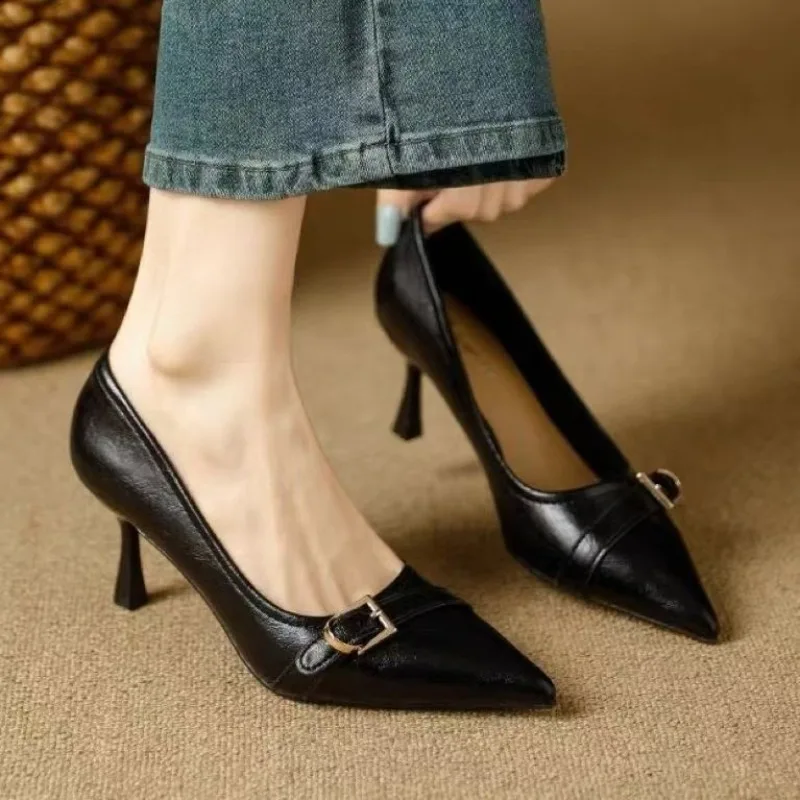 2026 Summer New Versatile French Metal Buckle Single Shoes Temperament Pointed Toe Women's High Heels
2026 Summer New Versatile French Metal Buckle Single Shoes Temperament Pointed Toe Women's High Heels