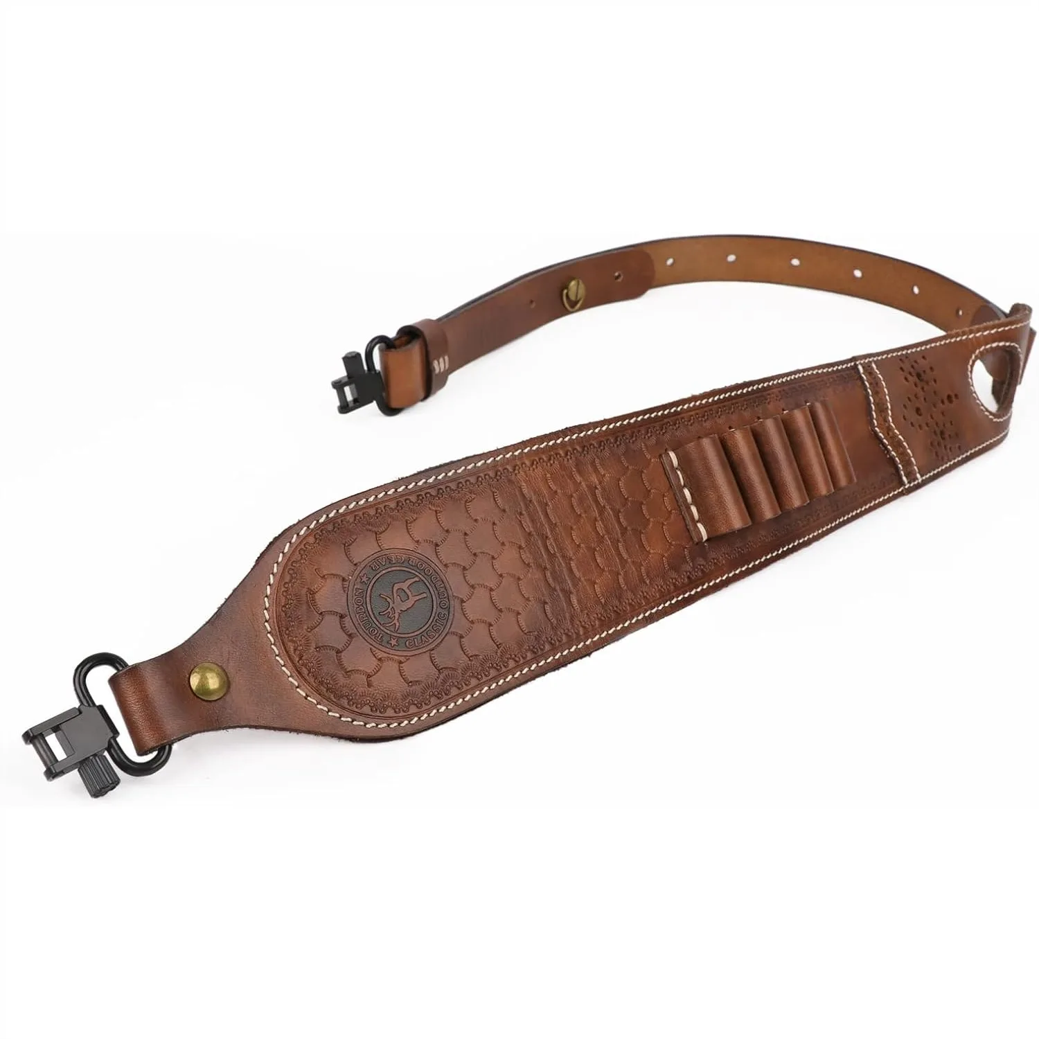 Vintage Leather Ammo Holder Rifle Sling Adjustable Hunting Gun Strap with Swivels
Vintage Leather Ammo Holder Rifle Sling Adjustable Hunting Gun Strap with Swivels