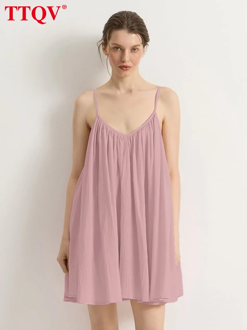 TTQV Summer Loose Pink Women's Dress 2026 Sexy Strap Sleeveless Mini Dresses Lady Elegant Classic Pleated Female Dress
TTQV Summer Loose Pink Women's Dress 2026 Sexy Strap Sleeveless Mini Dresses Lady Elegant Classic Pleated Female Dress