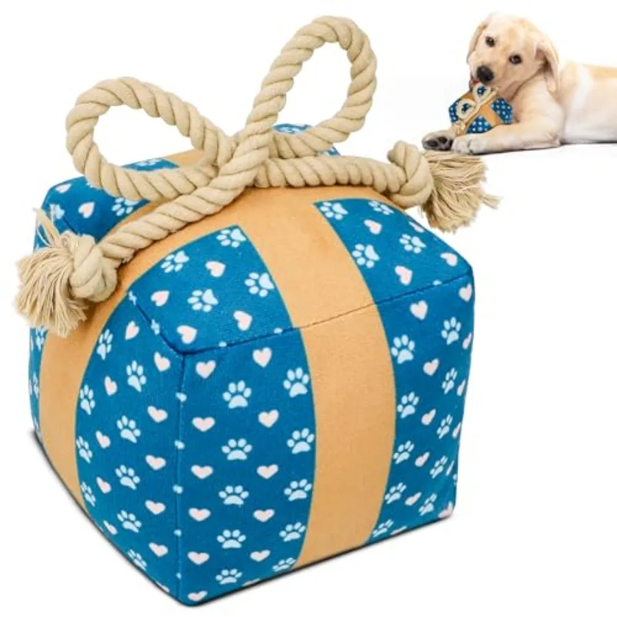 Gift Box Dog Toy with Rope, Dog Birthday Toy, Squeaky Plush Present for Medium and Large Breeds
Gift Box Dog Toy with Rope, Dog Birthday Toy, Squeaky Plush Present for Medium and Large Breeds
