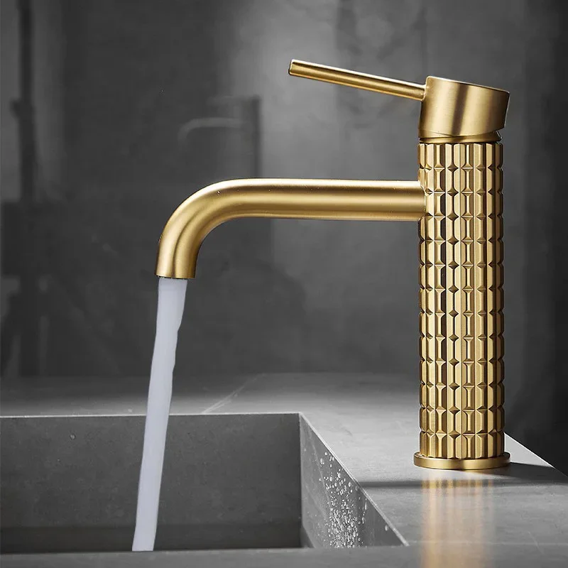 Brushed gold all copper light luxury basin faucet hotel bathroom cabinet hot and cold washbasin faucet bathroom accessories
Brushed gold all copper light luxury basin faucet hotel bathroom cabinet hot and cold washbasin faucet bathroom accessories