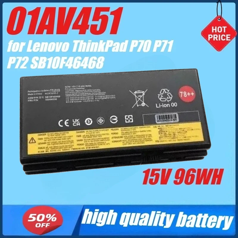 01AV451 15V 96WH Battery for Lenovo ThinkPad P70 P71 P72 01AV451 00HW030 SB10F46468
01AV451 15V 96WH Battery for Lenovo ThinkPad P70 P71 P72 01AV451 00HW030 SB10F46468