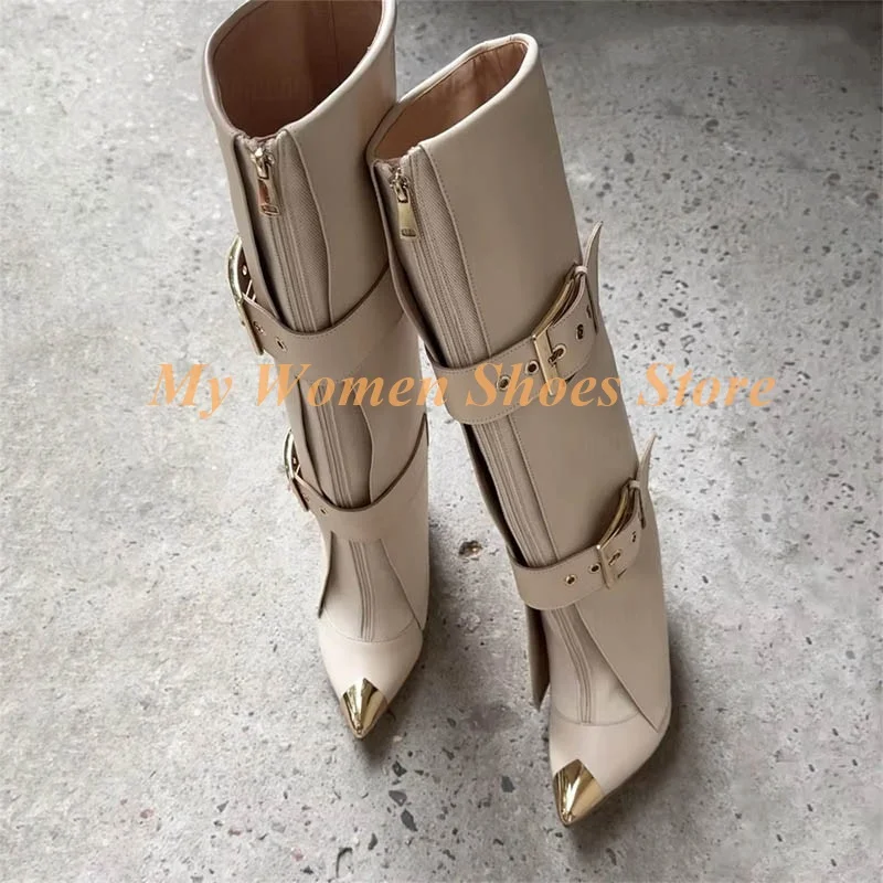 Brown Leather Knee High Boots Stiletto Thin High Heel Buckle Strap Zipper Runway 2026 Winter Autumn Women Shoes Metal Pointy Toe
Brown Leather Knee High Boots Stiletto Thin High Heel Buckle Strap Zipper Runway 2026 Winter Autumn Women Shoes Metal Pointy Toe