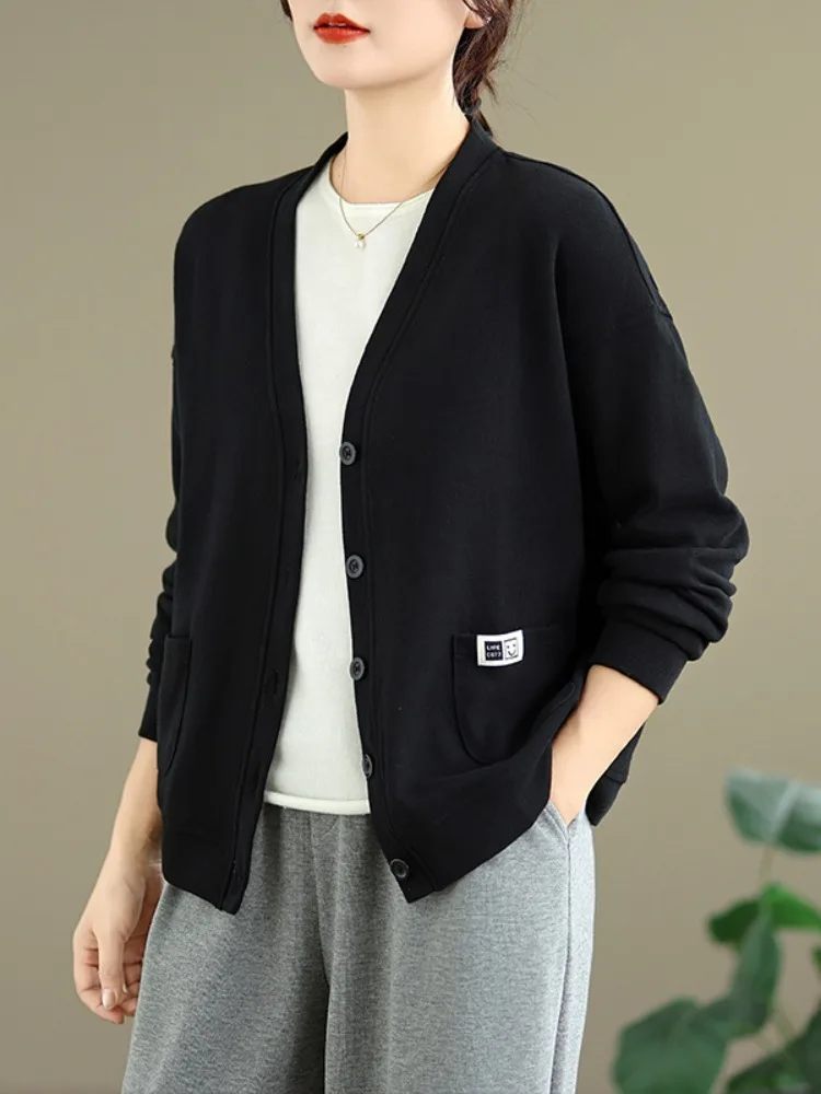 Retro Artistic V-Ne Baseball Sle Loose Fit Long Sve Women's ort Coat Autumn Slimming Open Cardigan Sweatirt Top
Retro Artistic V-Ne Baseball Sle Loose Fit Long Sve Women's ort Coat Autumn Slimming Open Cardigan Sweatirt Top