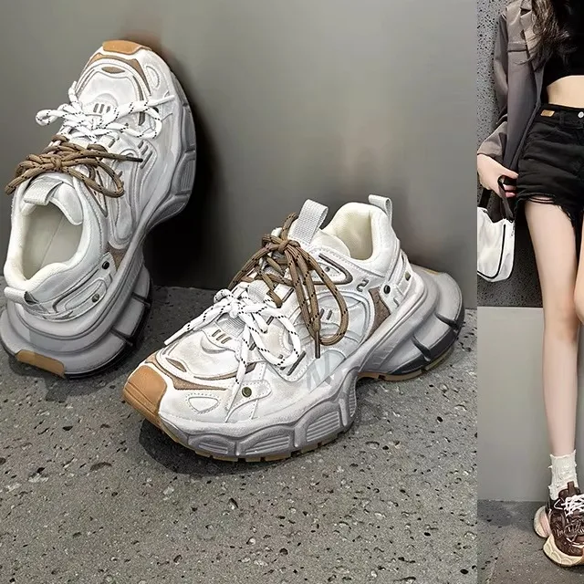 Vintage Leather Dad Shoes Thick Bottom Worn Look New Style Retro Women's Sports Dirty Shoes Trendy Low Top Casual Sneakers
Vintage Leather Dad Shoes Thick Bottom Worn Look New Style Retro Women's Sports Dirty Shoes Trendy Low Top Casual Sneakers