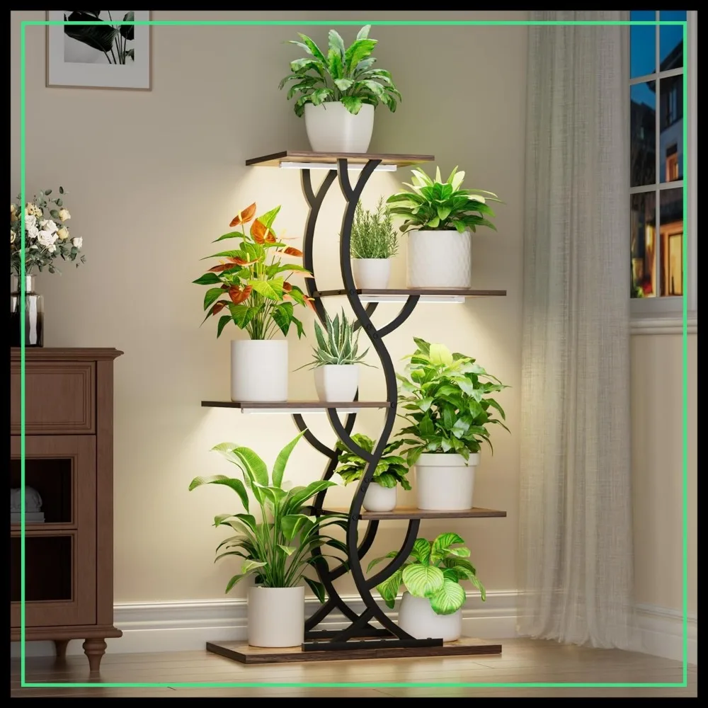 44" Tall Corner Plant Stand with Grow Lights, 5-Tier Metal Shelf for Indoor Plants, Black
44" Tall Corner Plant Stand with Grow Lights, 5-Tier Metal Shelf for Indoor Plants, Black