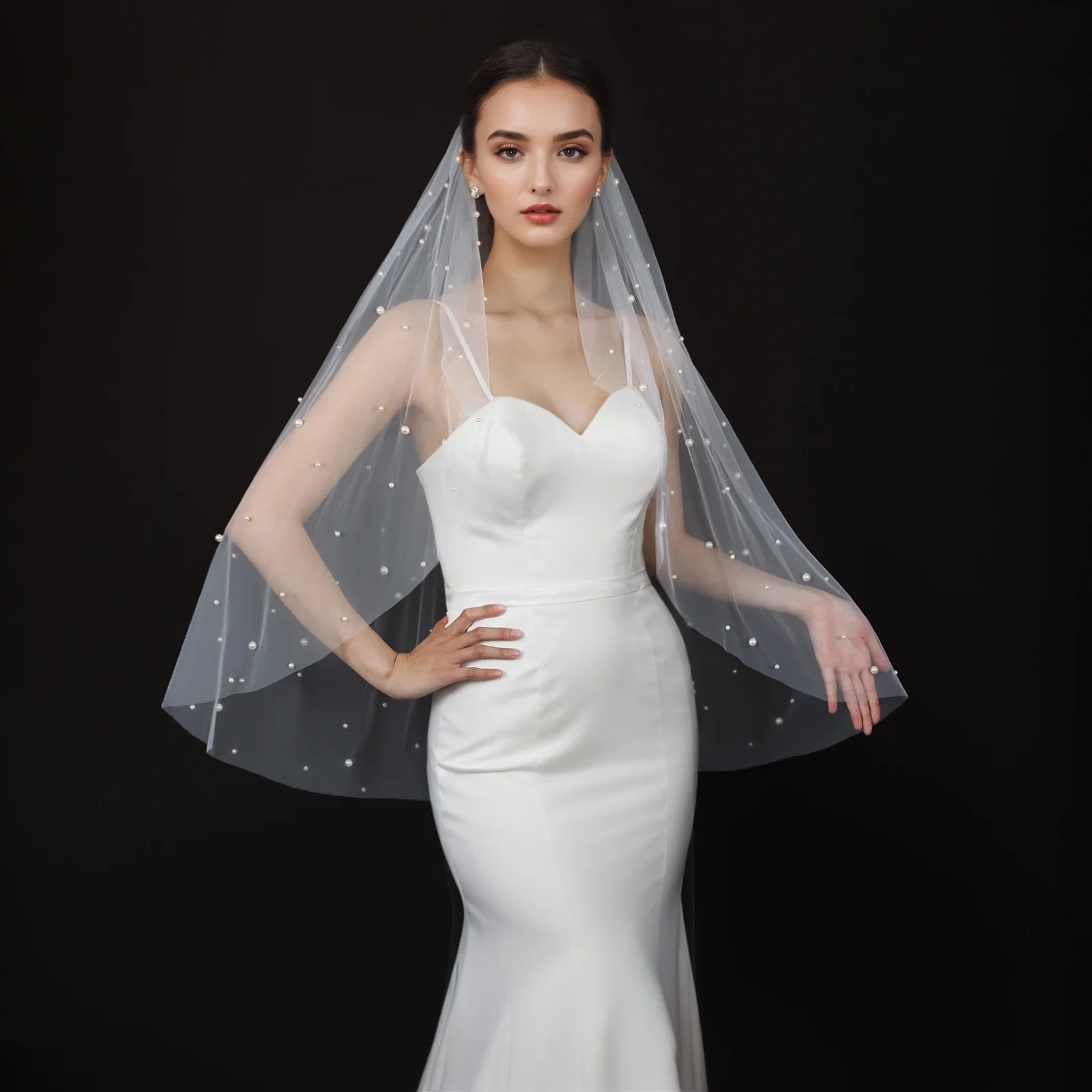 Жемчужная свадебная фата Короткий свадебный аксессуар Однослойная фата в стиле расчески Белый цвет слоновой кости Русский мягкий тюль G176
Жемчужная свадебная фата Короткий свадебный аксессуар Однослойная фата в стиле расчески Белый цвет слоновой кости Русский мягкий тюль G176