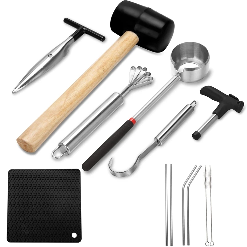 Coconut Opener Tool Set,Safe Easy To Open Young Coconut Tool, All In One Food Grade Stainless Steel Coconut Opener Kit Durable
Coconut Opener Tool Set,Safe Easy To Open Young Coconut Tool, All In One Food Grade Stainless Steel Coconut Opener Kit Durable