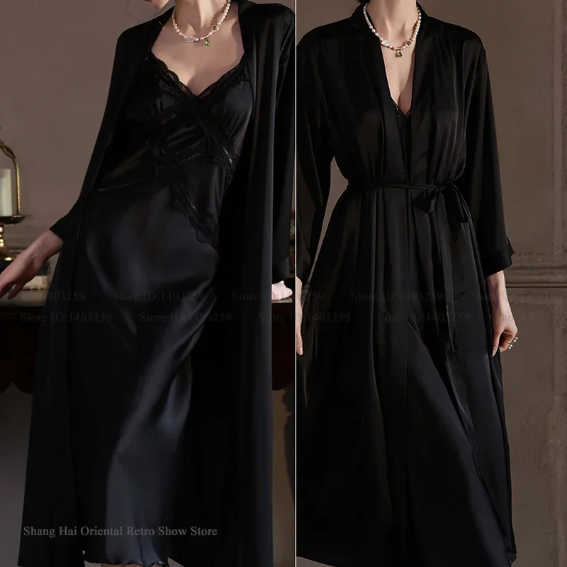 Elegant French Style Long Robe Nightgown Matching Sets Summer New Womens Sleepwear Loungewear Sexy Lace Nightdress Homewear
Elegant French Style Long Robe Nightgown Matching Sets Summer New Womens Sleepwear Loungewear Sexy Lace Nightdress Homewear