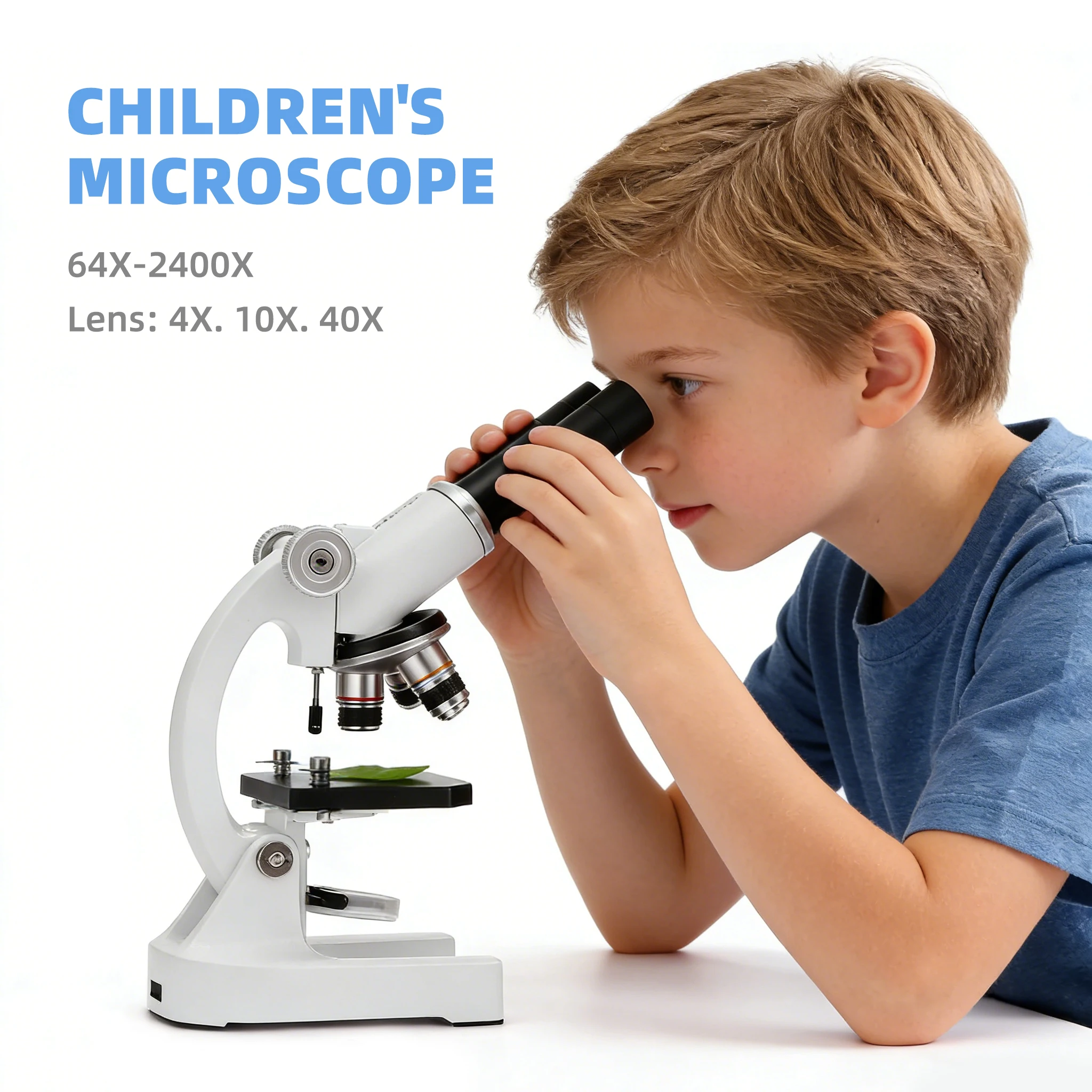 Kids Monocular Optical Microscope 64X-2400X Children Digital Microscope Fun Learning Tool Science Activities for Kids