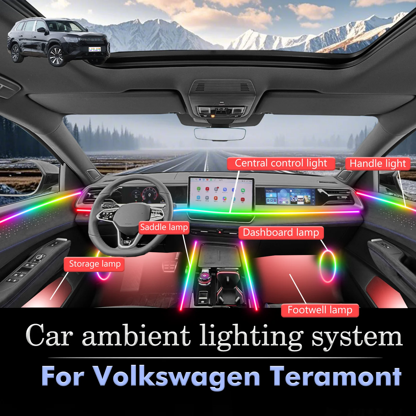 Для Volkswagen Teramont RGB 64 цвета светодиодный салон автомобиля окружающее освещение умный пульт дистанционного управления Радужный набор акриловых полос
Для Volkswagen Teramont RGB 64 цвета светодиодный салон автомобиля окружающее освещение умный пульт дистанционного управления Радужный набор акриловых полос