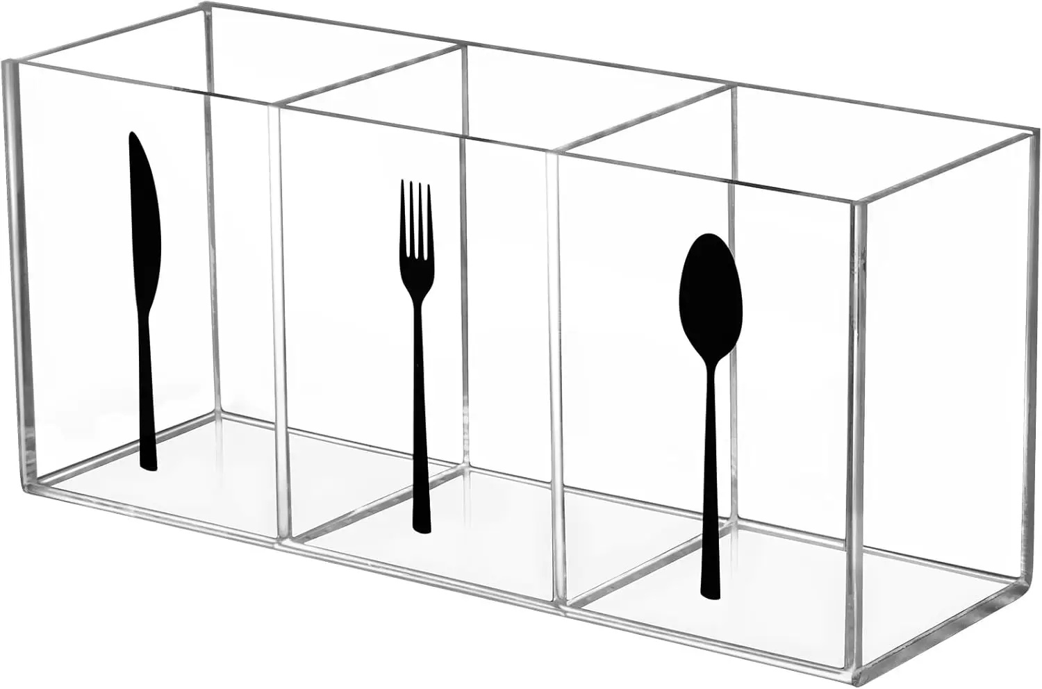 Clear Acrylic Cutlery Storage Organizer, 3 Section Silverware Caddy for Kitchen, Transparent Plastic Holder
Clear Acrylic Cutlery Storage Organizer, 3 Section Silverware Caddy for Kitchen, Transparent Plastic Holder