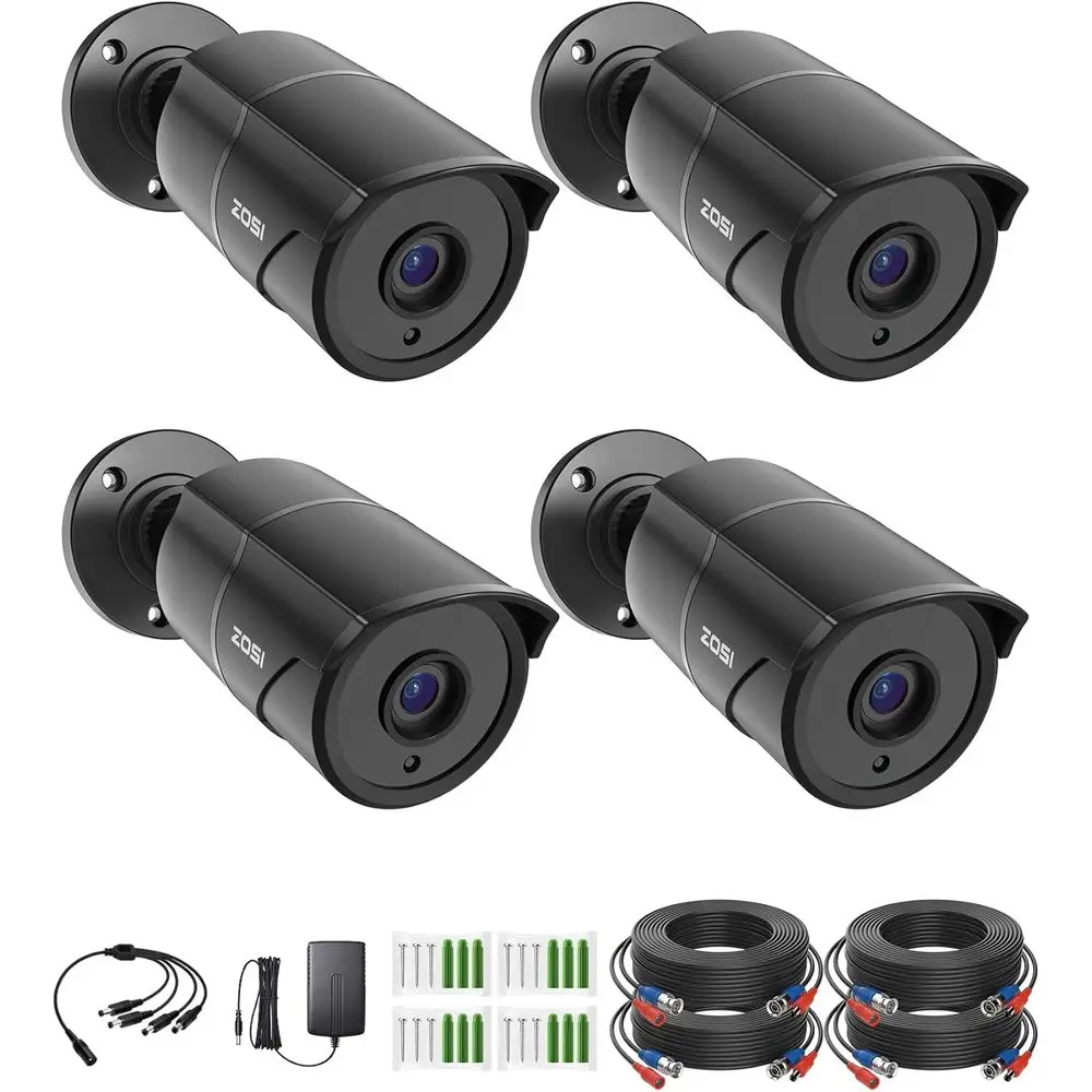 4-Pack 1080p Security Cameras with Audio, 2MP HD-TVI, 120ft Night Vision, Weatherproof CCTV System
4-Pack 1080p Security Cameras with Audio, 2MP HD-TVI, 120ft Night Vision, Weatherproof CCTV System