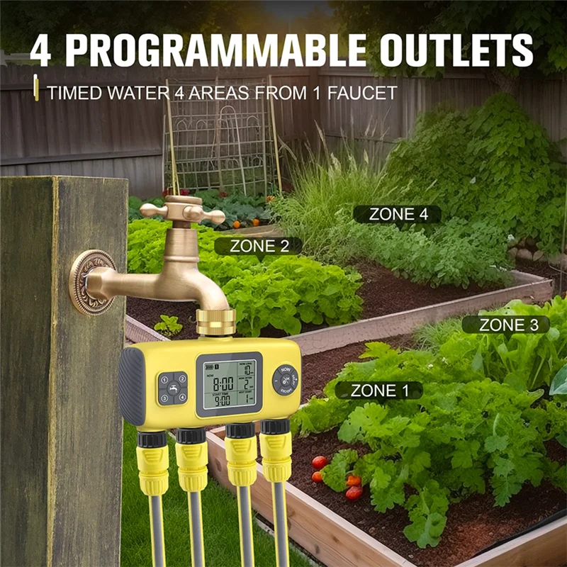 【24 Hours Sale】4-Zone Garden Water Timer Programmable Drip Irrigation Controller Imperial Threaded Tnterface Rain Delay Timed Wa
【24 Hours Sale】4-Zone Garden Water Timer Programmable Drip Irrigation Controller Imperial Threaded Tnterface Rain Delay Timed Wa