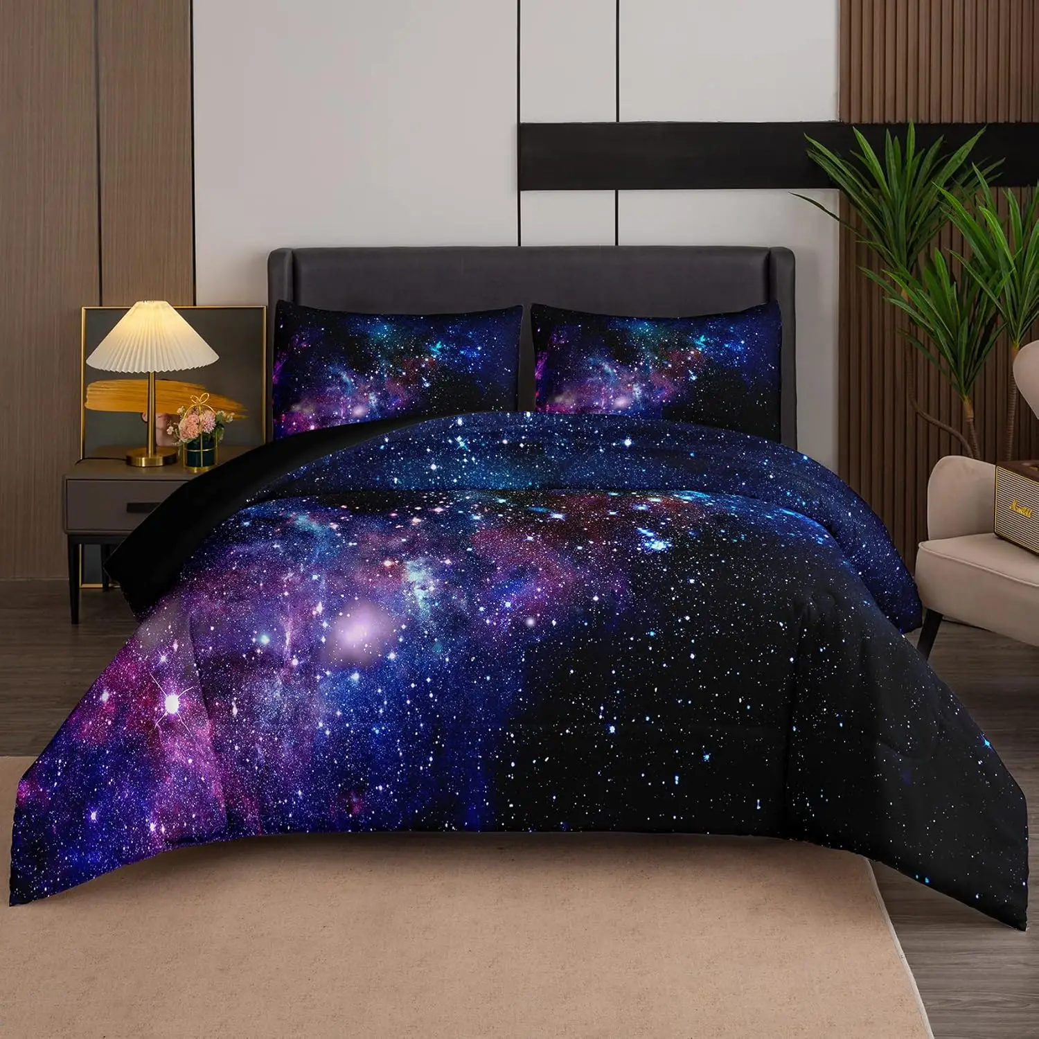 Galaxy Comforter Set with Universe Outer Space Blue Purple Starry Sky Pattern for Kids Queen Size Bedding
Galaxy Comforter Set with Universe Outer Space Blue Purple Starry Sky Pattern for Kids Queen Size Bedding