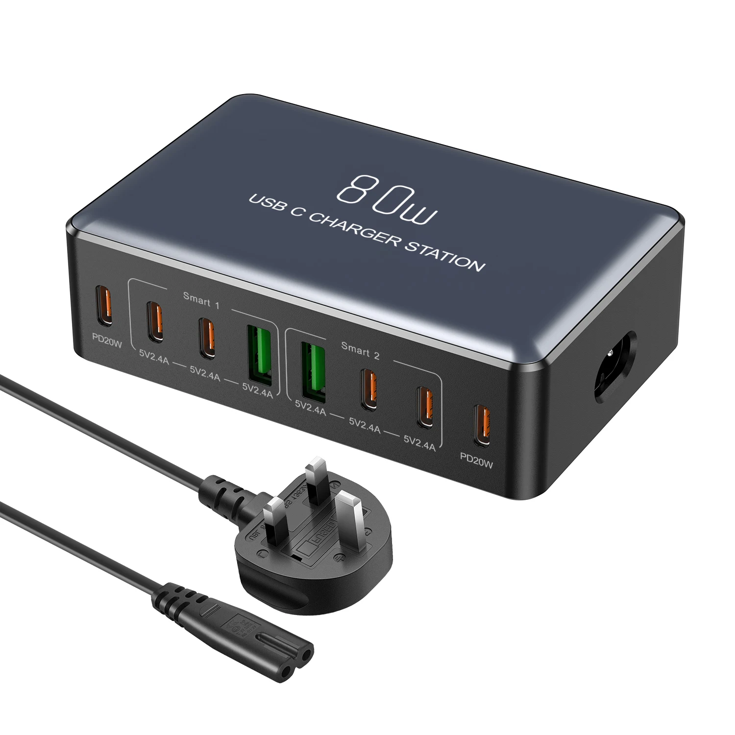Fast Charger UK 80W 8 Ports Charging Station Hub Block Wall Charger Power Strip Adapter Plug Cube Brick for iPad iPhone Series
Fast Charger UK 80W 8 Ports Charging Station Hub Block Wall Charger Power Strip Adapter Plug Cube Brick for iPad iPhone Series
