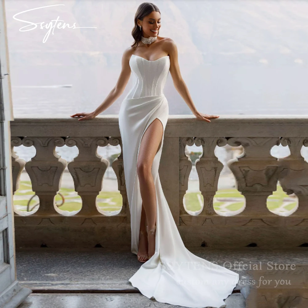 SSYTENS Modern Mermaid Front Slit Bridal Gowns Sweep Train Wedding Gowns Sweetheart Bridal Dresses 2026 Boho Women Custom Made
SSYTENS Modern Mermaid Front Slit Bridal Gowns Sweep Train Wedding Gowns Sweetheart Bridal Dresses 2026 Boho Women Custom Made