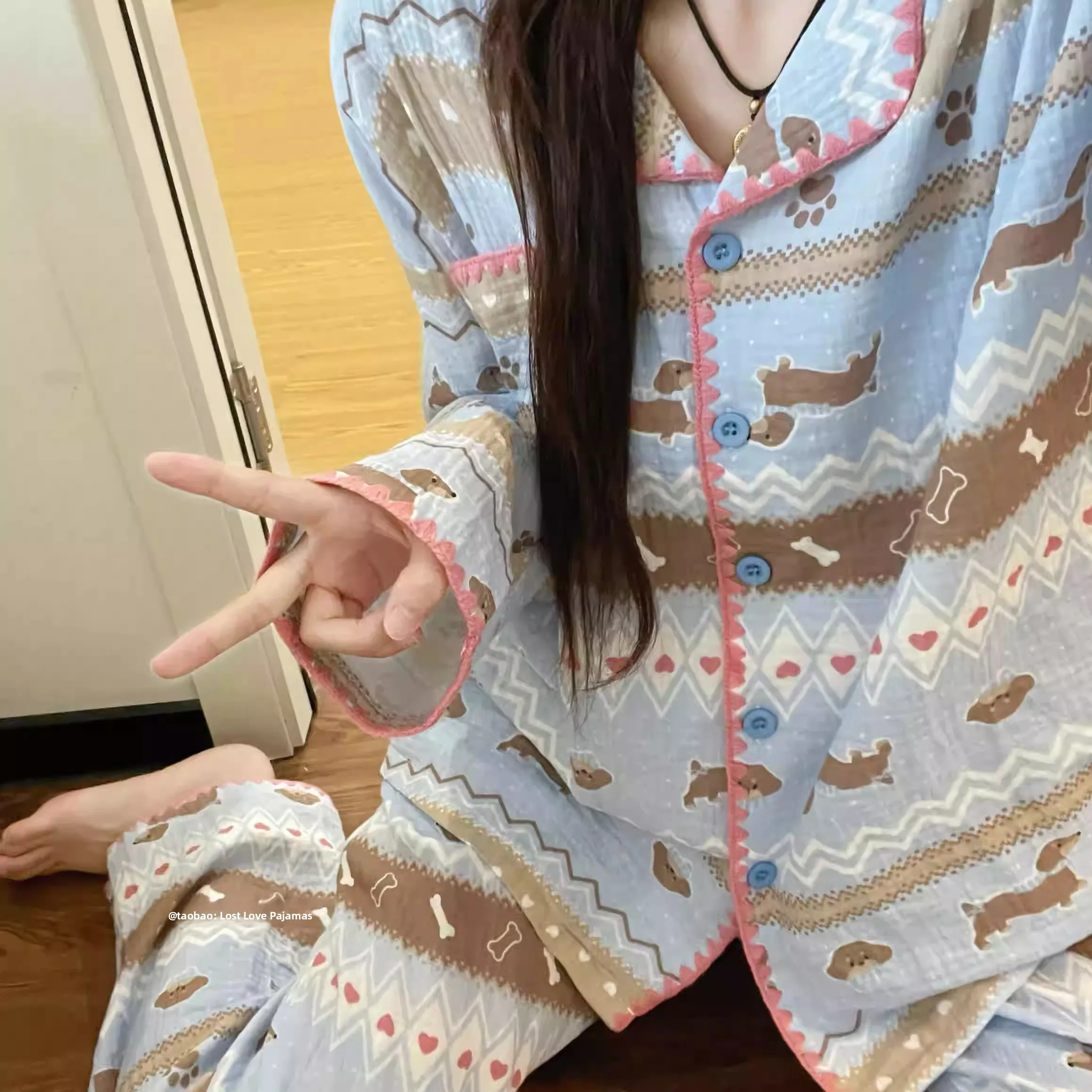 Spring Autumn Cute Dog Print Cloud Cotton Sleepwear Set Women's Long Sleeve Long Pants Home Clothes Comfortable Soft Polyester
Spring Autumn Cute Dog Print Cloud Cotton Sleepwear Set Women's Long Sleeve Long Pants Home Clothes Comfortable Soft Polyester
