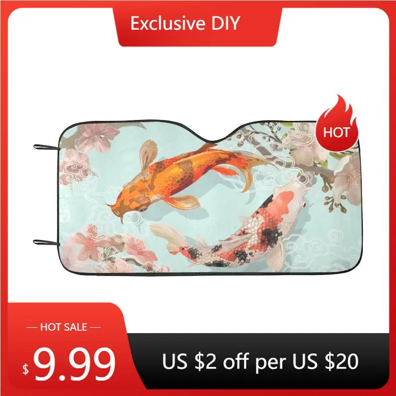 Koi Fish Windshield Sun Shade, Japanese Flower Art Car Accessories Auto Protector Window Visor Screen Cover Decor 55" x 29.53"
Koi Fish Windshield Sun Shade, Japanese Flower Art Car Accessories Auto Protector Window Visor Screen Cover Decor 55" x 29.53"