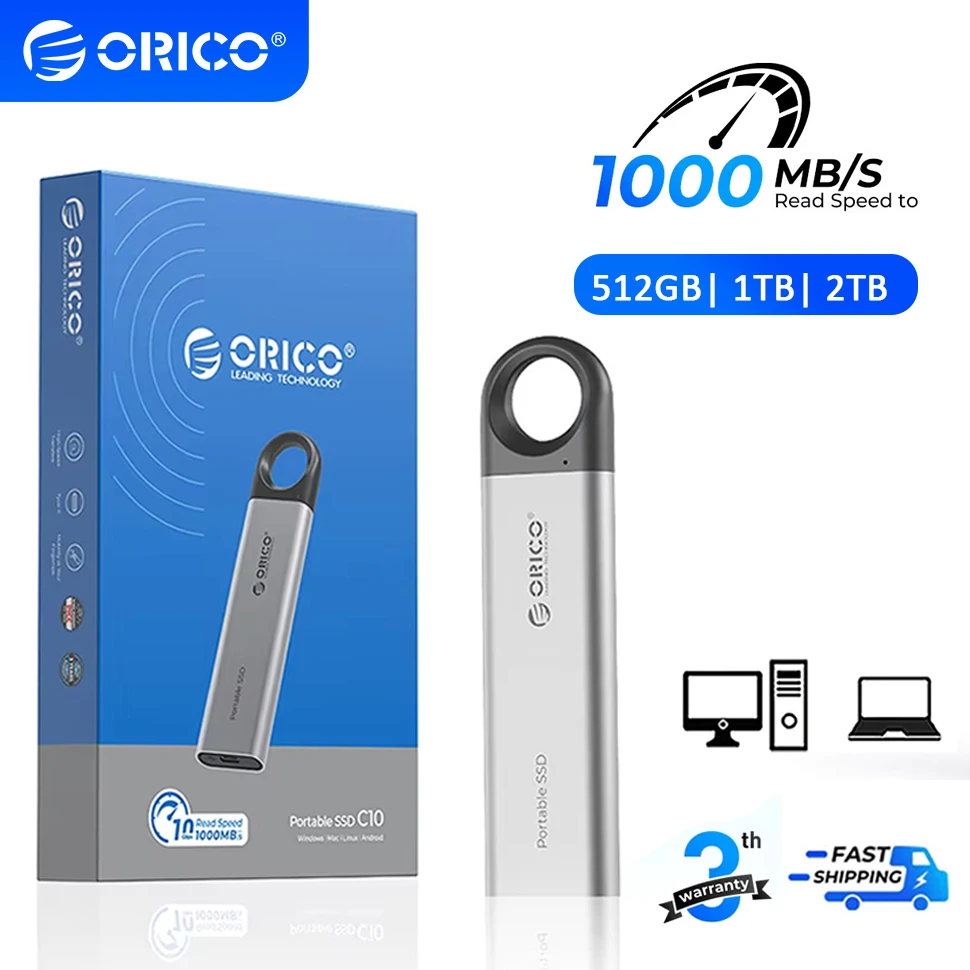ORICO Portable External SSD Solid State Drive 2TB 1TB 512GB Hard Disk USB 3.2 HD Type C 10Gbps PSSD Up to 1050MB/s for PC Laptop
ORICO Portable External SSD Solid State Drive 2TB 1TB 512GB Hard Disk USB 3.2 HD Type C 10Gbps PSSD Up to 1050MB/s for PC Laptop