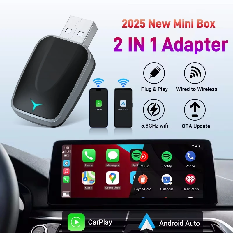 New Wireless CarPlay Android Auto Adapter USB Dongle Smart Mini Box Plug And Play Universal For VW Toyota Nissan Honda Ford Benz
New Wireless CarPlay Android Auto Adapter USB Dongle Smart Mini Box Plug And Play Universal For VW Toyota Nissan Honda Ford Benz