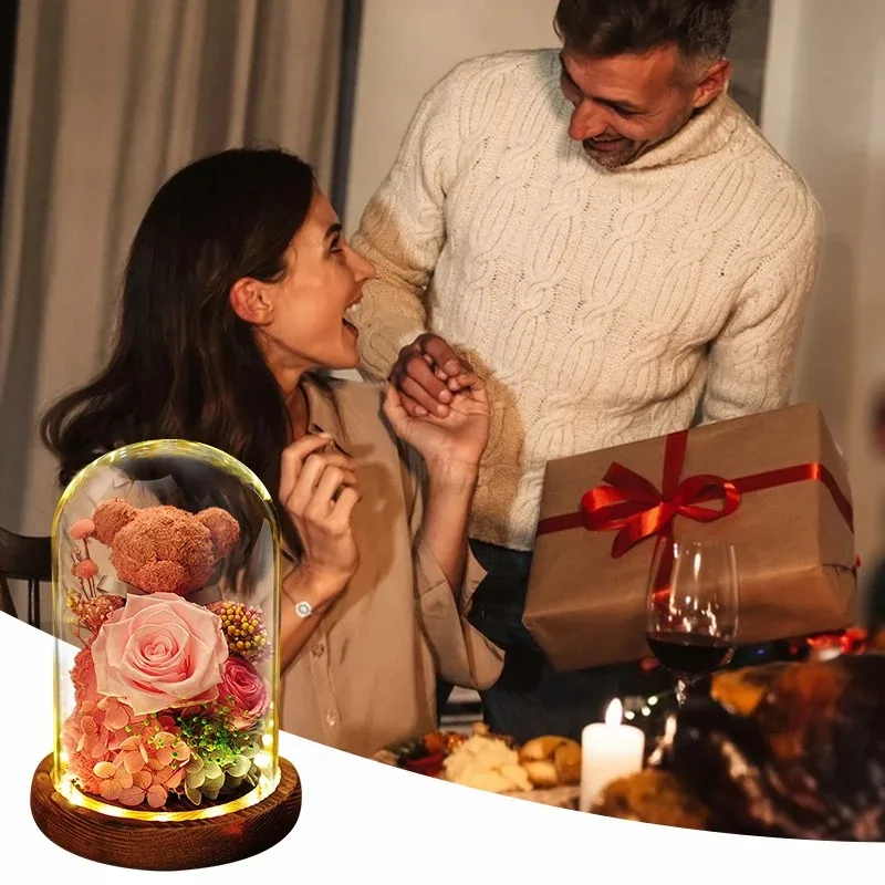 F5 LED Preserved Roses in Glass Dome Eternal Natural Flowers Forever Love Wedding Favor For Woman Mother Valentine Day Gift Bear
F5 LED Preserved Roses in Glass Dome Eternal Natural Flowers Forever Love Wedding Favor For Woman Mother Valentine Day Gift Bear